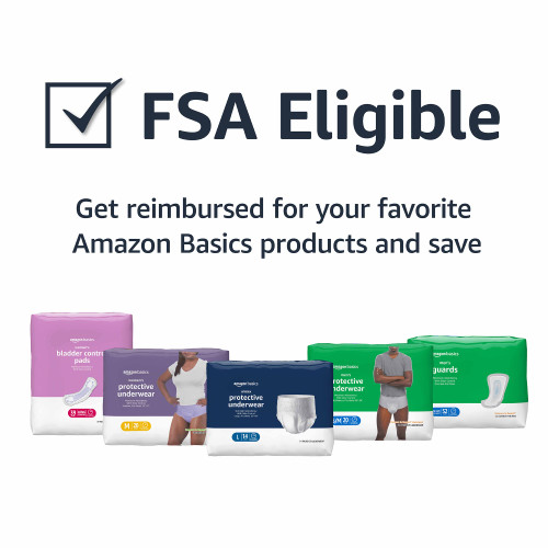 Amazon Basics Incontinence Pads for Women, Bladder Control, Postpartum, Overnight Absorbency, Unscented, 30 Count