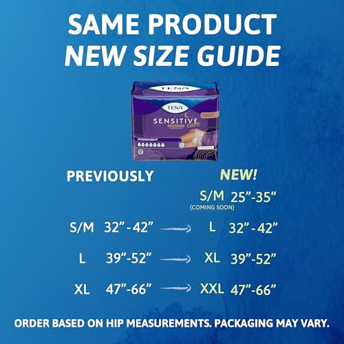 TENA Sensitive Care Overnight Incontinence Underwear for Women, Bladder Control and Postpartum, XXL, 48 Count (Waist size 47in-66in)