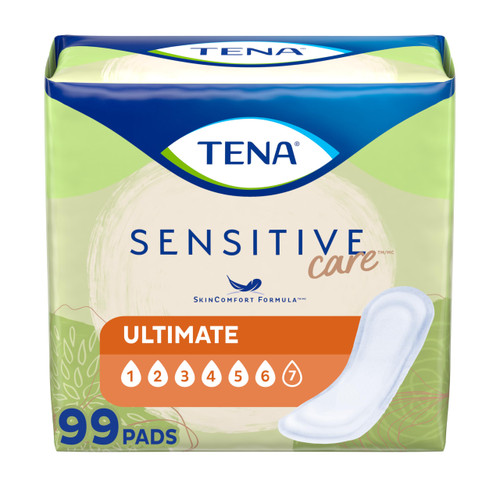 TENA Sensitive Care Incontinence Pads for Women, Bladder Control & Postpartum, Ultimate Absorbency, One Size Fits Most, 99 Count