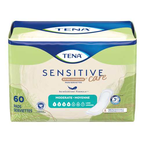 TENA Sensitive Care Extra Coverage Moderate Long Incontinence Bladder Control Pad, 60 count
