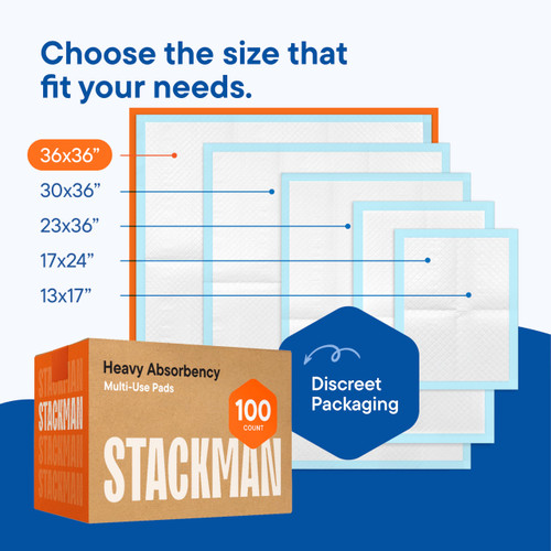 Chucks Pads Disposable 36 x 36 Underpads [50-Pack] Incontinence Chux Pads Absorbent Fluff Protective Bed Pads - Extra Large Pee Pads for Kids, Adults & Elderly | Leak Proof Puppy Pads, 36x36