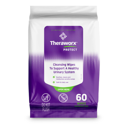 Theraworx Protect 60-Count Cleansing Wipes To Help Support A Healthy Urinary System