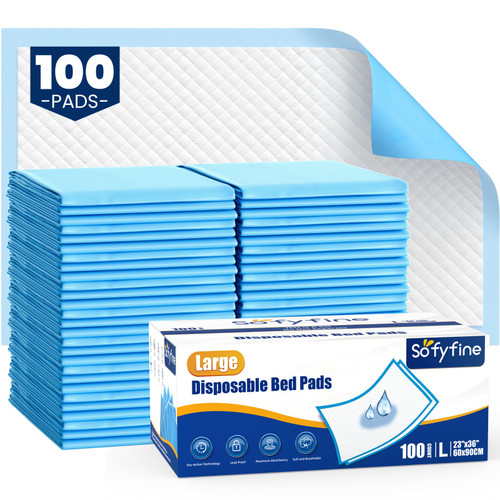 100 Count Disposable Beds Pads,23"x36" Waterproof Adults Incontinence Chucks Underpads,Absorbent Leakproof Pee Pads for Kids,Elderly,Extra Large Dog Puppy Training Pad,Baby Changing Liner