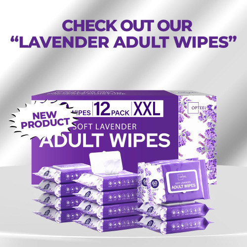 Adult Wipes Extra Large Scented - Skin-Friendly Incontinence Wet Wipes for Adults & Elderly Disposable Washcloths - 8x13" 12 Packs of 60 (720 Wipes)