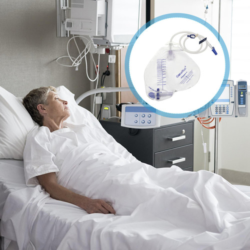 GlobalRoll Urinary Drainage Bag with Anti-Reflux Chamber, Urine Bag with 2000 mL Volume, 48" Drainage Tube, Clips and Hanging Hook, Professional Urinary Bag for Home and Hospitals Health Aids, 5 Pack