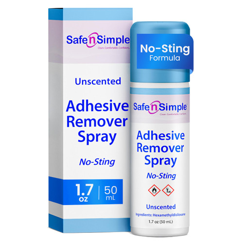 Safe n’ Simple Medical Adhesive Remover Spray for Skin - 1.7 Fl Oz No Sting Alcohol Free Ostomy Adhesive Remover - Gentle Medical Adhesive Removal Spray for Stoma, Urostomy, Ileostomy & Colostomy Care
