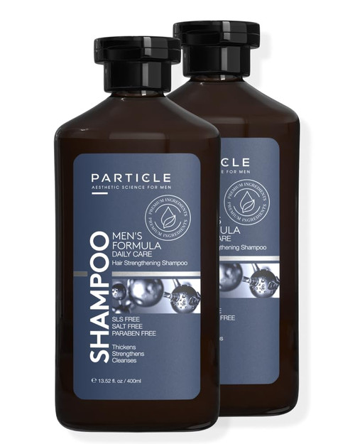 Particle Hair Thickening Shampoo for Men, Men’s Shampoo, Cleansing Formula Made with Biotin, Capixyl, Redensyl, Ginseng and Green Tea Extract for Hair Strength Support, Paraben Free, 400 mL