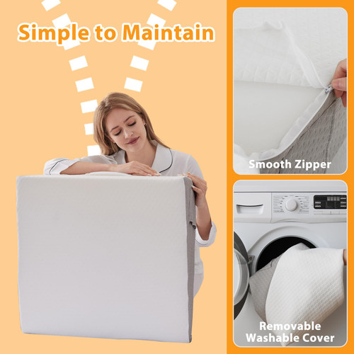 Ruqmuis Wedge Pillow for Acid Reflux, Bed Wedge Pillow for Headboard 10", Pillow Wedge for Back Pain Relief, Post Surgery, Elevated Pillows for Sleeping, Snoring, Triangle Pillow with Cover, White