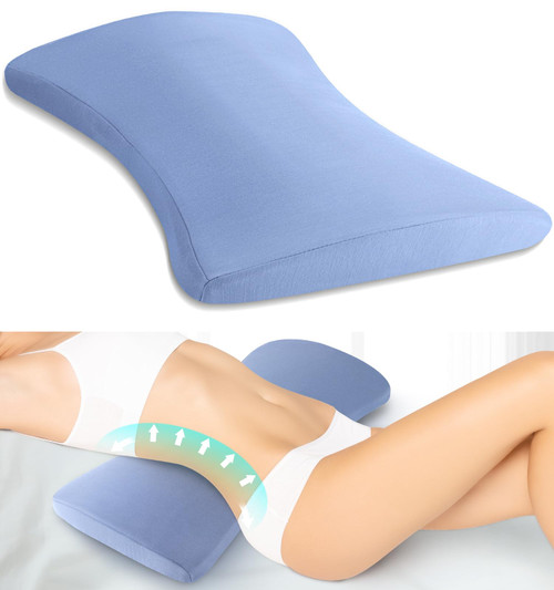 Lumbar Support Pillow for Bed Relief Back Pain: Lower Back Pillow for Sleeping - Memory Foam Waist Pillow - Back Wedge Bolster Pillow for Side, Back&Stomach Sleepers - Bed Rest Cushions for Car, Sofa