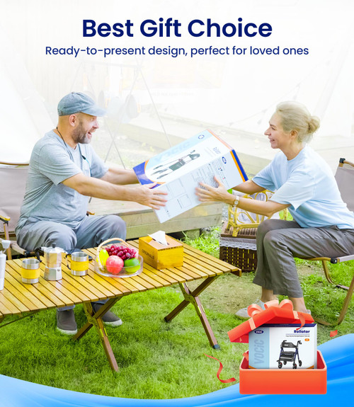 VOCIC Walkers for Seniors, Z21 Rollator Walker with Seat Supports 350lb, 8" Big Wheels for All Terrain, Ergonomic Arc Seat & 6" Ultra Backrest Foldable Walker, Dual Height Adjustment, Lightweight 2025