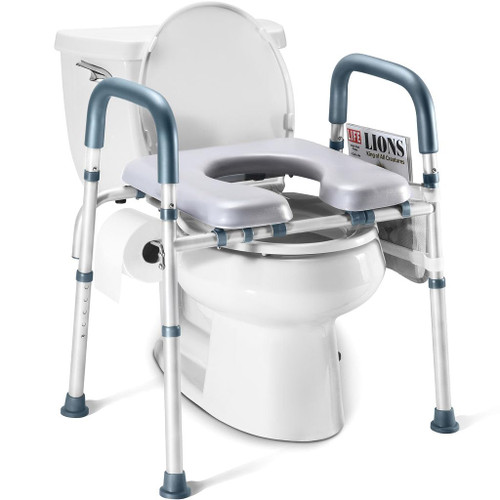 Toilet Seat Risers For Seniors Width and Height Adjustable Raised Toilet Seat With handles for Elderly, Handicap, Elevated, Pregnant, Fit Any Toilet Riser Heavy Duty Up To 400lbs