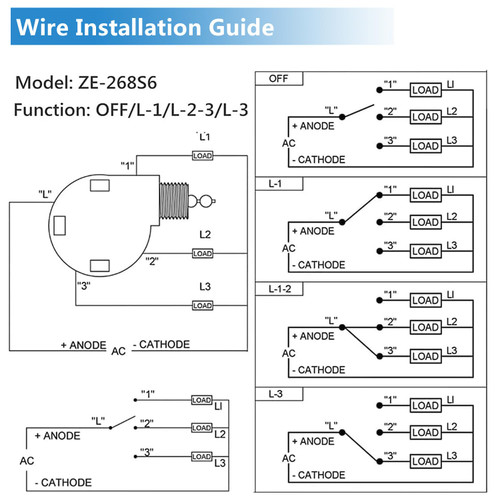 Ceiling Fan Switch, 4 Wire Zing Ear ZE-268S6 Pull Chain Switch Replacement 3 Speed Control Switch Compatible with Hunter Ceiling Fans, Wall Lamps, Cabinet Light (Nickel Pull Chain)