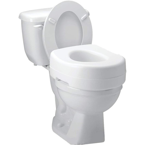 Carex Toilet Seat Riser, Adds 5 Inches of Height, Elevated and Raised Toilet Seat with 300 lbs Capacity, Standard Riser for Elderly and Handicap, Universal, Slip-Resistant, White