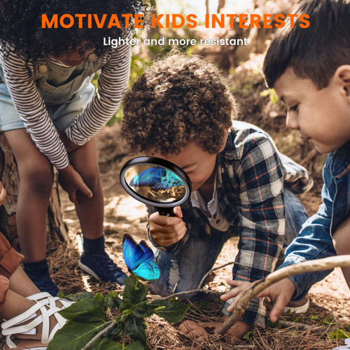 Magnifying Glass with Light Large 5" Lens, Handheld Illuminated Lighted Magnifier 24LED 1UV Light for Seniors, Reading, Coins, Jewelry, Close Work