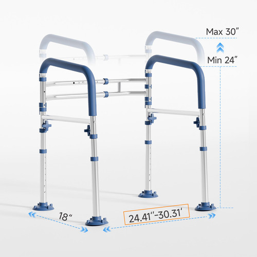 Loyoda Toilet Safety Rails for Seniors,Height-Adjustable Toilet Frame Width-Adjustable Toilet Handles Toilet Rail Provides Support for Seniors ， Pregnant ，Disabled