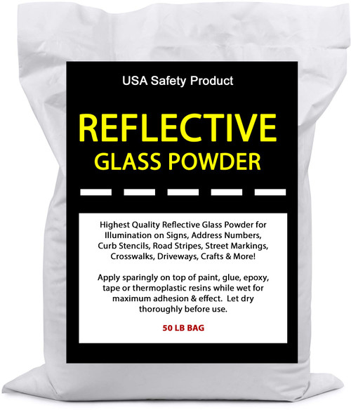 Reflective Glass Powder (50 LB Bag) for Road Marking, Curb Numbers, Traffic Paint, Pavement Striping, Parking Lots, Driveways, Airports, Signs, Arts & Crafts