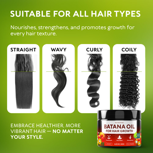 Batana Oil for Hair Growth - 100% Raw & Organic Unrefined Batana Oil - Cold Pressed Hair Mask for Scalp Health, Thicker Hair & Split Ends Repair - Natural & Pure (4.23 oz)
