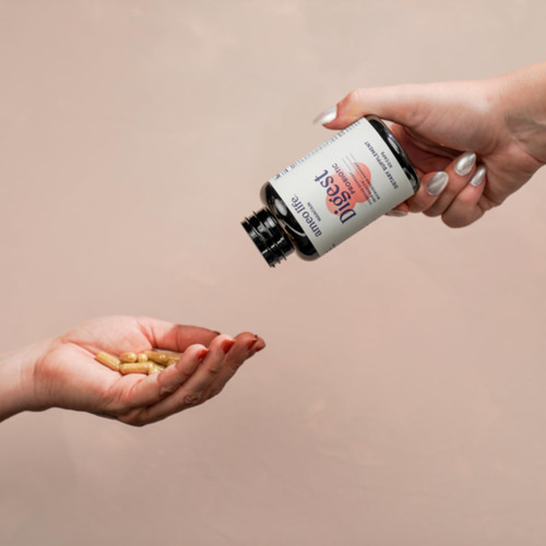 Ameo Life Probiotic for Digestive & Gut Health – Bacillus Subtilis & Bacillus Coagulans with Aloe Vera, Turmeric, Psyllium, Slippery Elm & Inulin Prebiotic – 60 Capsules