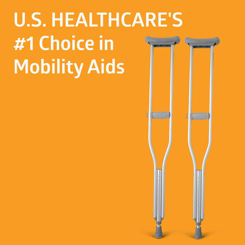 Medline Aluminum Crutches for Kids, Adults & Seniors, Walking Aid, 300 LB Weight Capacity,1 Pair, Fitting 5'2" - 5'10"