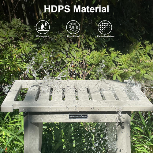 KingPavonini HDPS Shower Benches for Inside Shower to Sit on, Waterproof Shower Stool for Shaving Legs, Heavy Duty 400LBS Shower Seat with Storage Shelf, Shower Chair for Bathroom/Indoor/Outdoor Use