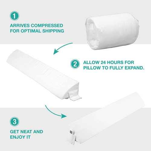 Vekkia King Bed Wedge Pillow for Headboard – High-Density Foam Fills Gaps (0-5.5") Between Mattress and Headboard, Wedge Pillow with Pockets for Phone & Remotes, Washable Cover (White)