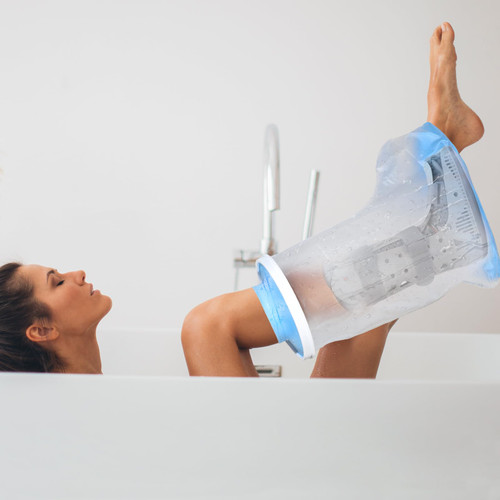 DNEOUXI Waterproof Extra Wide Leg Cast Cover for Shower, Extra Large Watertight Foot Protector Cover with Non-Slip Bottom for Plus Size Adults Surgery Casts Boots, Fits Leg Size 12"-29"