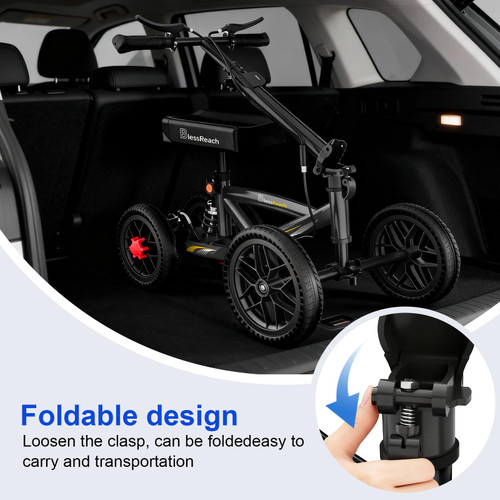 BlessReach All Terrain Foldable Knee Scooter Walker - Economical Knee Walker for Foot Injuries, Compact Crutches Alternative - Black