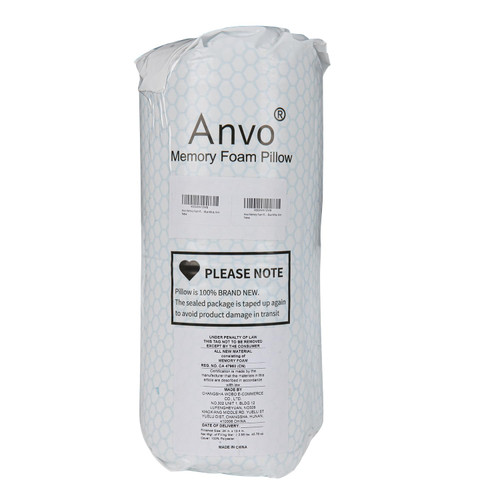 Anvo Memory Foam Pillow, Neck Contour Cervical Orthopedic Bed Pillow for Sleeping Side Back Stomach Sleeper, Ergonomic Design for Neck and Shoulder Pain Relief, Blue White, Firm