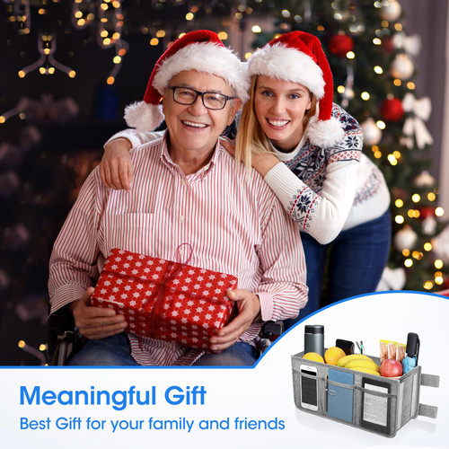 Dotday Upgraded Walker Basket with Cup Holder, Foldable Walker Bag with Large Capacity & Never Tipping Over, Not Fit for Rollator - Grey