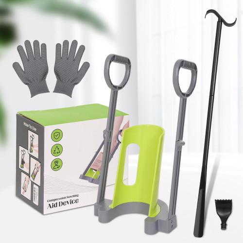 Compression Sock Aid Device - Sock Aids for Compression Stocking - Helper Device for Putting on Hosiery -with Replaceable Dressing Stick