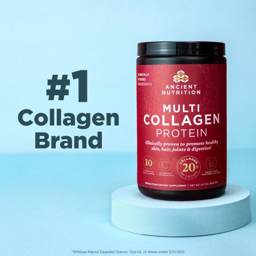 Ancient Nutrition Collagen Peptides Powder, Multi Collagen Protein, Women & Men, Vitamin C, Probiotics, Hydrolyzed Collagen, Supports Skin, Joints, Gut Health, Vanilla, 45 Servings