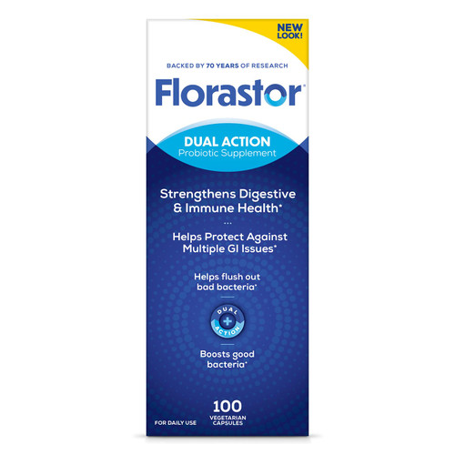 Florastor Probiotics for Digestive and Immune Health, 100 Capsules, Probiotics for Women & Men, Helps Flush Out Bad Bacteria, Boosts The Good with Our Unique Strain Saccharomyces Boulardii
