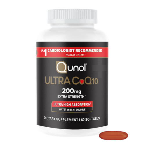 Qunol CoQ10 200mg Softgels, Ultra CoQ10 - Ultra High Absorption Coenzyme Q10 Supplements - Antioxidant Supplement for Vascular and Heart Health & Energy Production - 2 Month Supply - 60 Count