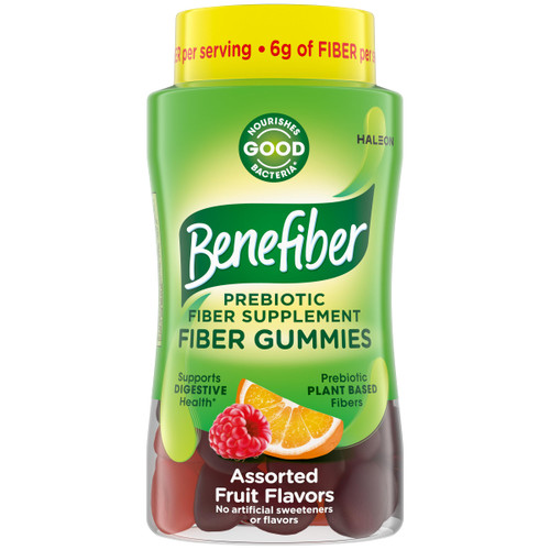 Benefiber Prebiotic Fiber Supplement Gummies for Digestive Health, Assorted Fruit Flavor - 81 Count