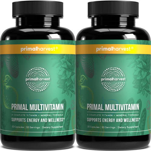 Primal Harvest Primal Multivitamin - Daily Multi-Vitamin Supplement with 21 Essential Vitamins & Minerals for Women & Men (2 Pack (30 Count))