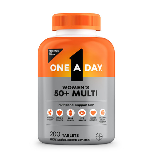 One A Day Multivitamin for Women 50 and Over Tablets, Womens Multivitamin 50 Plus with Vitamins D, C, E, Zinc & Biotin, Daily Vitamins for Woman 50+, 200 Ct (Packaging May Vary)