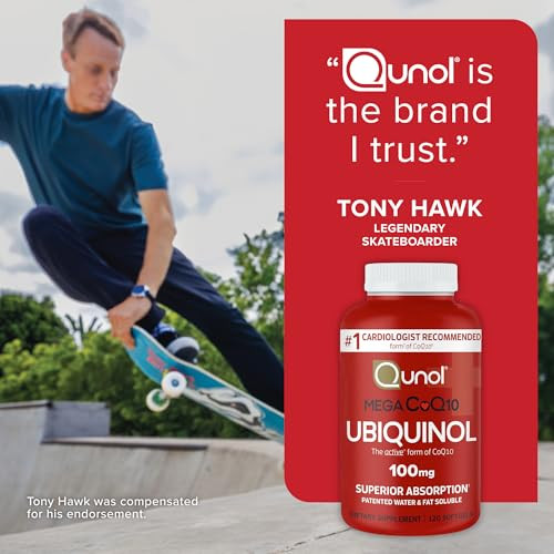 Qunol Mega Ubiquinol 100mg CoQ10, Superior Absorption, Patented Water and Fat Soluble Natural Supplement Form of Coenzyme Q10, Antioxidant for Heart Health, 100 Count Softgels