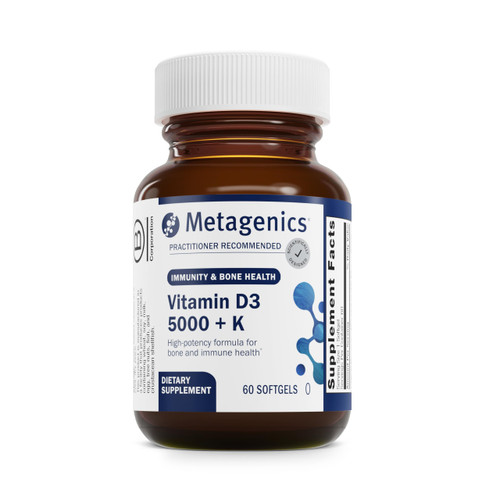 Metagenics Vitamin D3 + K - for Artery Health, Immune Support, Bone & Heart Health* - Vitamin D with MK-7 (Vitamin K2) - Non-GMO - Gluten-Free - 60 Softgels - 5,000 IU