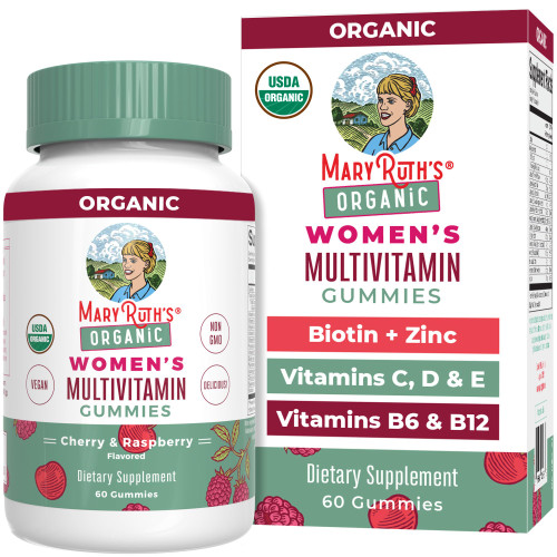 MARYRUTH'S Multivitamin Gummies for Women Ages 14+ | Immune Support | Hair & Skin Health | Reproductive Health | Vitamin A C D E B6 B12 Biotin Zinc Iodine | Organic | Vegan | Non-GMO | 60 Count