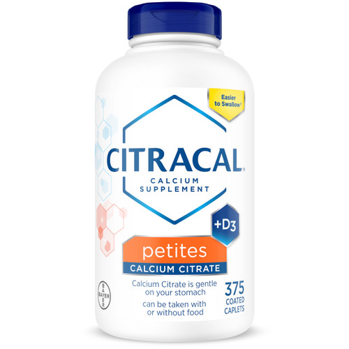 Citracal Petites- Calcium Citrate with Vitamin D3, Bone Health Support, Calcium Supplement for Ages 12+, 375 Count (Packaging May Vary)