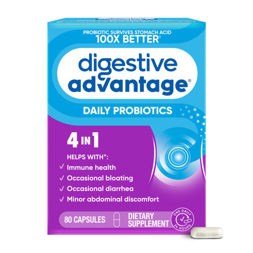 Digestive Advantage Probiotics for Digestive Health, Daily Probiotics for Women & Men, Supports Gut Health, Occasional Bloating & Diarrhea, Minor Abdominal Discomfort, & Immune Support, 80ct Capsules