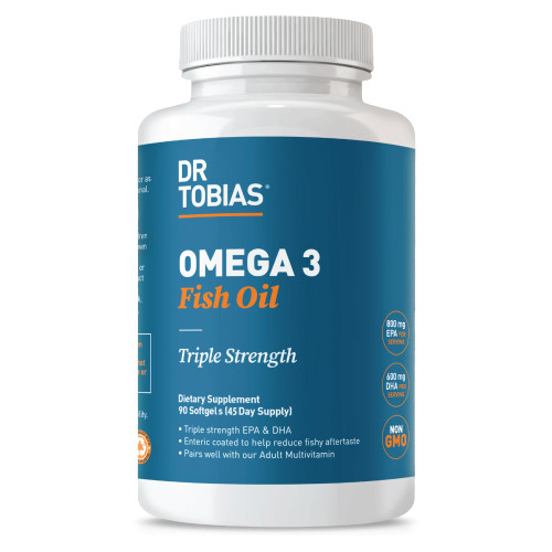 Dr. Tobias Omega 3 Fish Oil 2000mg Triple Strength with 800mg EPA 600mg DHA Per Serving | Fish Oil Omega 3 Supplements for Heart Brain & Immune Support - 90 Softgels (45 Servings)