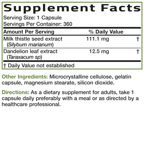 Bronson Milk Thistle Silymarin Marianum & Dandelion Extract Liver Health Support, Antioxidant Support, Detox, 360 Capsules