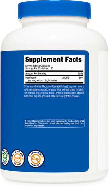 Nutricost Magnesium Glycinate Capsules (360 Capsules, 210 mg Per Serving) - Magnesium Glycinate Supplement for Gentle Absorption