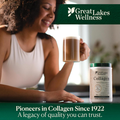 Great Lakes Wellness Collagen Peptides Powder for Skin, Hair, Nails, Joints & Digestion - Unflavored - 22 Servings (Pack of 1)