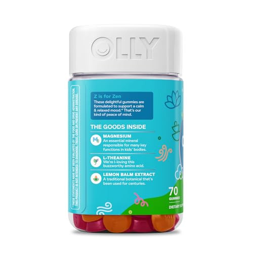 OLLY Kids Chillax Gummy, for a Calm and Relaxed Mood*, Magnesium, L-Theanine, Lemon Balm Extract, Chewable Supplement, Sherbet Flavored, 35 Day Supply - 70 Count (Packaging May Vary)