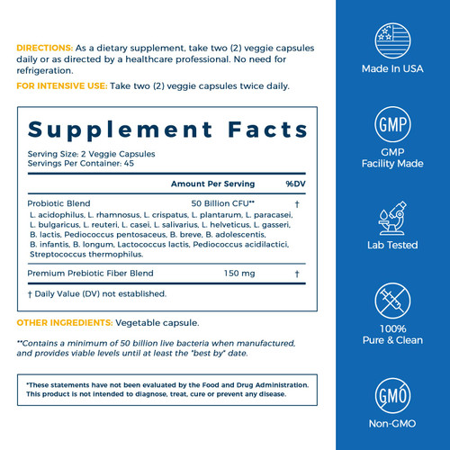 NewRhythm Probiotics 50 Billion CFU 20 Strains, 90 Veggie Capsules, Targeted Release Technology, Stomach Acid Resistant, No Need for Refrigeration, Non-GMO, Gluten Free