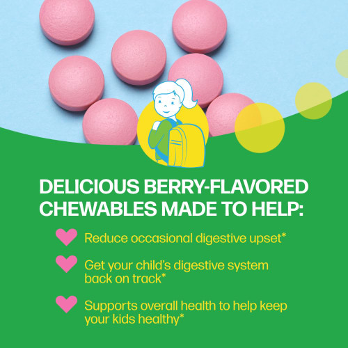 Culturelle Kids Chewable Daily Probiotic for Kids, Ages 3+, 30 Count, #1 Pediatrician-Recommended Brand, Natural Berry Flavored Daily Probiotics for Digestive Health, Oral Care & Immune Support