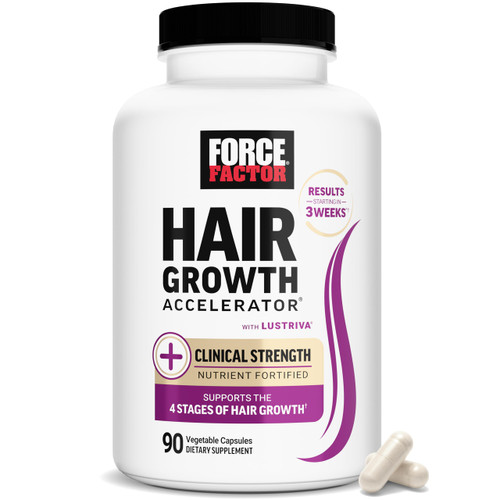 Force Factor Hair Growth Accelerator Multivitamin for Women & Men, with Lustriva, Biotin, Horsetail & Vitamins A, B12, C, D & E for Thicker Hair, Healthier Skin & Nails, 90 Capsules