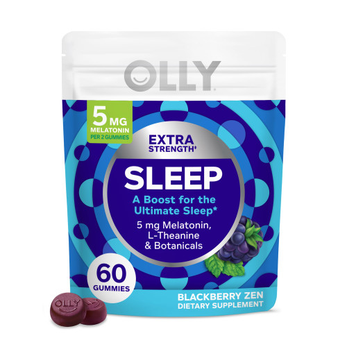 OLLY Extra Strength Sleep, 5 mg Melatonin L-Theanine, Chamomile and Botanicals - 60ct Pouch